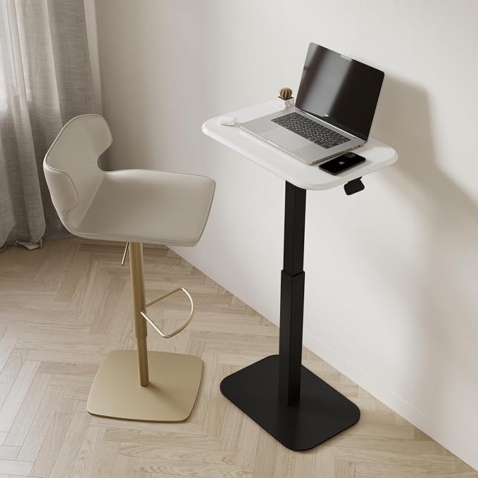 Ergohome™ ELEVANCE Table™ Height Adjustable Side Table for Couch or Bed, Laptop Table - End Table Office Coffee Accent Table - Precision Engineering for Superior Stability (Black Base Cloud Top)
