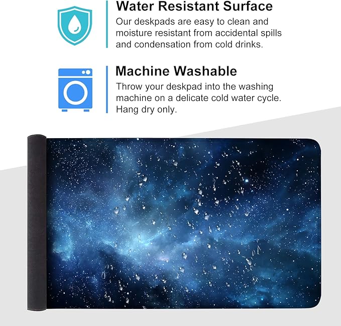 Galaxy Mouse Pad – Large Extended Desk Mat 35.43 x 15.75 in – Deep Space Nebula Starry Sky Design, Non-Slip Base, Waterproof Surface, Oversized Keyboard & Mouse Pad for Gaming or Office