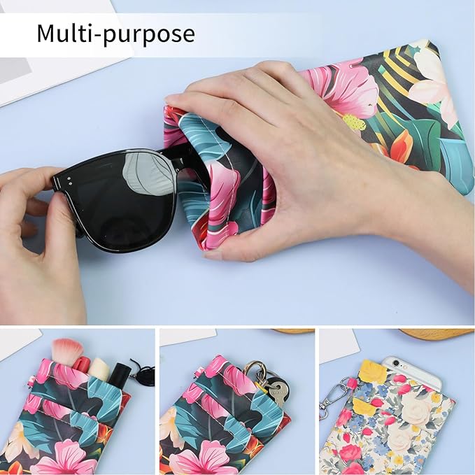 Double Eyeglass Case Soft Dual Glasses Case for Women Men Travel Squeeze Top Sunglasses Cases Eyeglasses Pouch