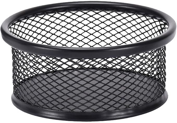 1Pc Black Metal Paper Clip Holder Mesh Paperclip Bowl Binder Clip Dispenser Desk Bobby Pin Container Organizer for Home Office Classroom School Desk Supplies Holders