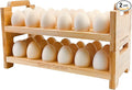 Bamboo Egg Holder Countertop - Stackable Design for 36 Eggs, Farm Fresh Egg Organizer Display Stand, Wooden Chicken Egg Storage Kitchen Counter Top Rack, Fits Duck, Turkey, Chicken Eggs