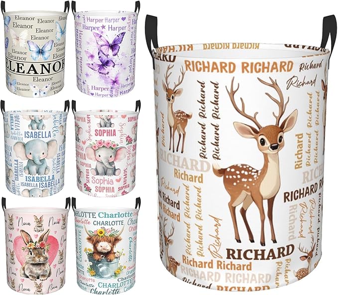 Custom Name Laundry Hamper, Personalized Laundry Baskets with Name for Boys Girls Women Men, Customized Collapsible Dirty Clothes Hamper Easy Storage Gifts for Bedroom Bathroom Living Room