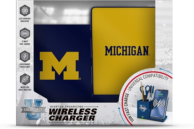 SOAR NCAA Unisex Cell Phone Wireless Charging Stand and Desktop Organizer