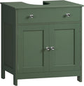 TEENFON Pedestal Sink Storage Cabinet with 2 Doors and Drawer, Bathroom Sink Cabinet, Under Sink Storage with U-Shape Cut-Out, Green UNYSG033V