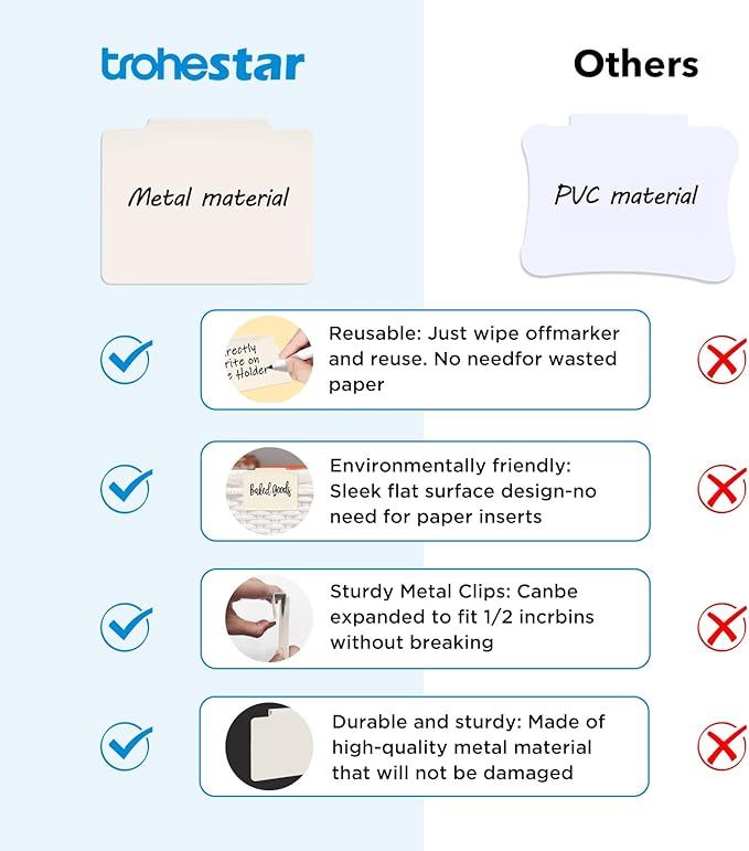 Metal Basket Bin Label Clip (Cream, 8 Metal Label Clip)