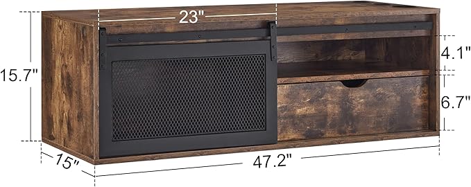 BarberPub Wall Mount Station with 3 Metal Tool Holders, Multi-Functional Storage Cabinet, Styling Station with Sliding Door, Open Storage Beauty Salon Organizer 2503 (Rust Brown)