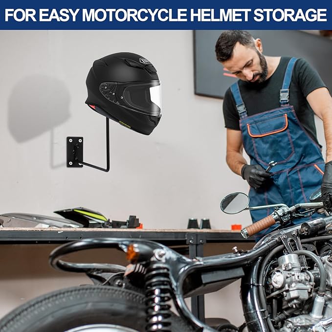 3 Pack Helmet Hanger Wall Mount Motorcycle Helmet Rack Metal Ball Holder for Basketball Volleyball Football Multifunctional Display Hook Stand for Cap Hat Wig Riding Jacket Coat