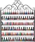 DAZONE DIY Mounted 6 Shelf Nail Polish Wall Rack Organizer Holds 120 Bottles Nail Polish or Essential Oils Black