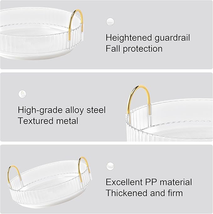 YCIA&DONE 360 Rotating Makeup Organizer and Storage for Vanity Countertop 1 Tier, High Capacity Cosmetic Skincare Perfume Organizers for Dresser Bathroom Fridge Lazy Susan (Clear White)