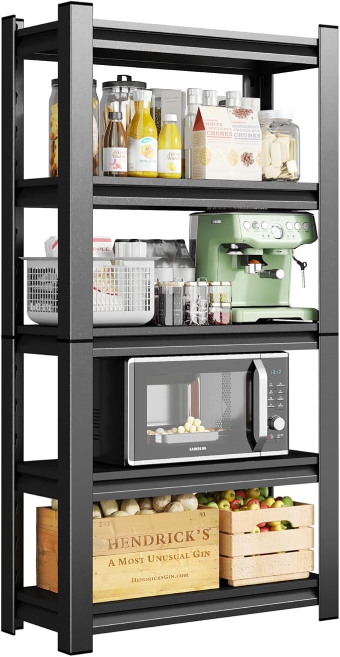 5-Tier Metal Storage Shelves,Adjustable Heavy Duty Shelving Units,Kitchen Shelves Organizer,2750 LBS,Standing Shelf for Pantry Garage Laundry Room (59" H*31.5" W*13.8" D)