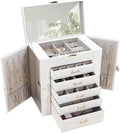 Jewelry Box with Mirror, White - Large Jewelry Organizer and Storage for Women