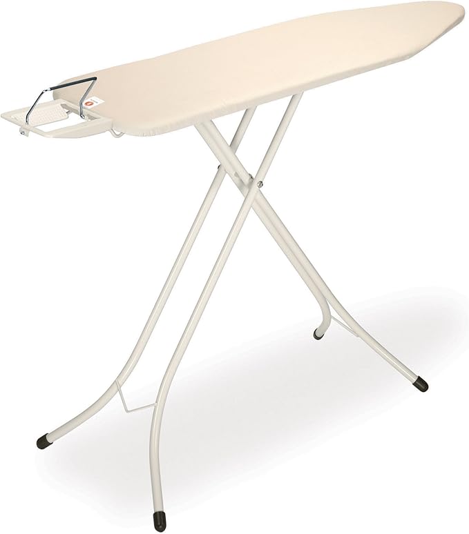Brabantia Size B Ironing Board (49x15 in) 7 Height Options, Adjustable Steam Iron Rest Holder (Ecru) Non-Slip Feet, Anti-Collapse Child Locks