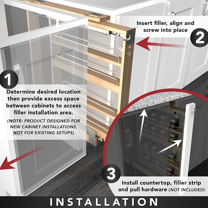 Rev-A-Shelf 6" Pull Out Shelf Organizer for Base Kitchen Cabinets, Filler Spice Rack Seasoning Storage Holder w/Soft-Close, Wood, 432-BFBBSC-6C