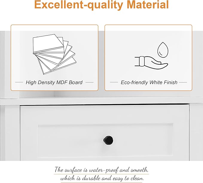 68.9" Tall Triangle Corner Cabinet with 3 Drawers & Adjustable Shelf, Freestanding Storage Cabinet,Water-Resistant, Anti-Tip Design,Space-Saving Organizer for Bathroom, Kitchen, Living Room, White