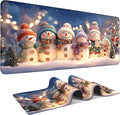 Six Snowmen Gaming Mouse Pad 35.4"x15.7"Desk Mat Anti-Slip Rubber Base & Durable Stitched Edges for Gamers Smooth Mouse Writing Surface for Desk Office/Home
