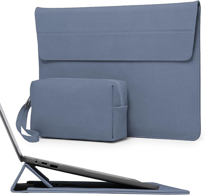 HYZUO 13 Inch Laptop Sleeve with Stand Feature for MacBook Air 13 M4 M3 M2 M1 2025-2018, MacBook Pro 13 M2 M1, 13" iPad Pro/Air, Surface Pro, with Carry Bag, Haze Blue