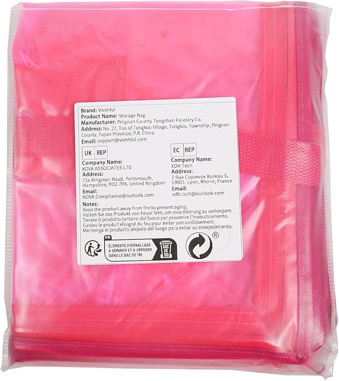 Vieshful Purple 40L Clear Clothes Storage Bag Colorful Clothes Organizer with Zipper Vinyl Storage Bag for Comforter, Blanket, Bedding, Duvet, Transparent Moving Totes 3 Pack