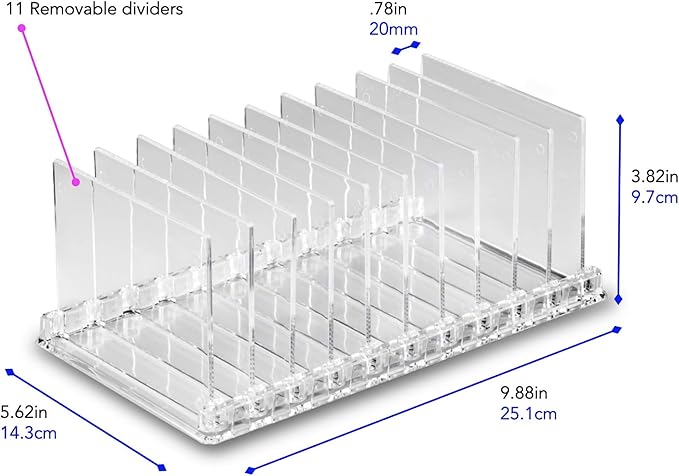 BY ALEGORY Acrylic Makeup Storage Eyeshadow Palette Organizer w/Removable Dividers 10 Space Display Case Fits Virtually All Blush Powder Pallet Sizes (2)