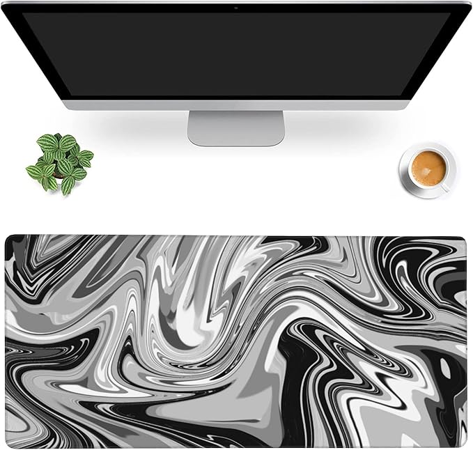 Desk Mat,Fluid Pattern Extended Gaming Mouse Pad,Large Non-Slip Rubber Base Mousepad with Stitched Edges,Waterproof Mouse Mat Desk Pad for Office Game Home 35.4x15.75 in