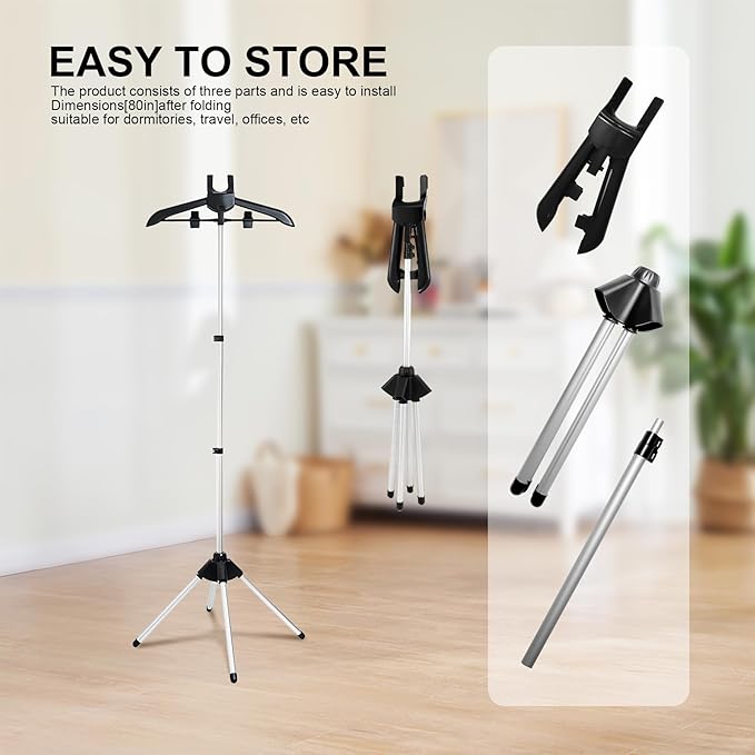 Adjustable Steamer Stand for Clothes, Portable Steamer Rack for Clothes, Steam Iron Stand (BLACK)