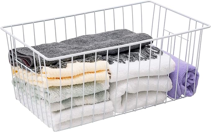 Freezer Organizer Bins, Upright Freezer Baskets for 16, 17, 21 cu.ft Standup Freezer, Wire Storage Baskets with Built-in Handles, 6Pcs, White