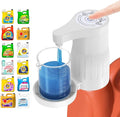 Electric Laundry Detergent Pump - Reusable Laundry Detergent Dispenser with Graduated Cup for Liquid Detergent, USB Rechargeable, Ideal for Laundry Room Organization (White)