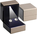 Novel Box Square Shaped Gold Earring Box With LED Light 2.25X2X2.5 Inches - Jewelry Earrings Case Best for Jewelry Displays - Gift Box for Mother's Day, Engagement, Anniversary & more Happy Occasions