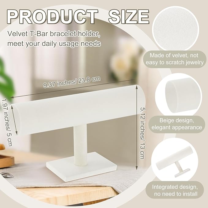 Wenqik 4 Pcs Bracelet Holder Stand Beige Velvet Bracelet Jewelry Display Holder for Vendors Scrunchies Selling Bangle Watch Hair Ties Organizer(Beige)
