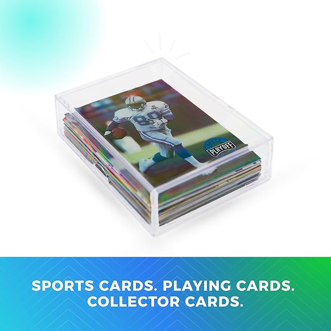 10 Pack Clear Acrylic Card Storage Boxes with Lids – 3 1/2" L x 2 1/2" W x 1" H Baseball Card Storage Box, Sports Card Boxes, Magic Card Storage Box and Playing Card Case – Made in USA