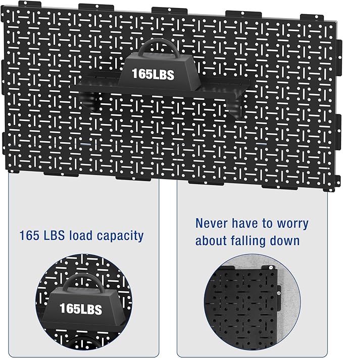 WORKPRO Metal Pegboard 16”x 32” Steel Panel with Round Holes & Vertical Slots 3-Pack, Black Heavy Duty Garage Peg Board Wall Pegboard for Wood Working Work Shop, Craft Room Organization