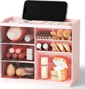 Small Makeup Organizer with Drawers, Stackable Bathroom Couneter Organizer with Phone Holder, Versatile Vanity Organizer Countertop, Cosmetic Organizer for Makeup Brush, Skin Care, Lotion -Pink,1Pack