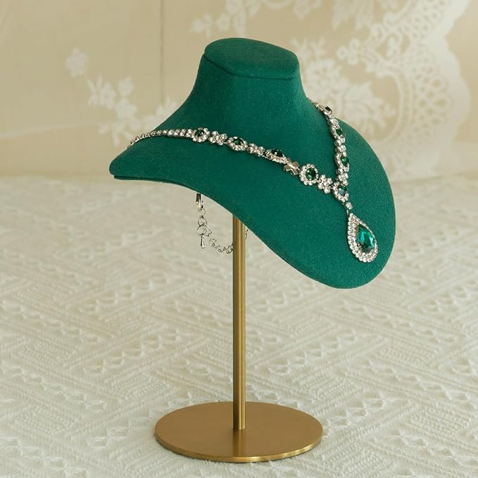 Necklace Display Stand For Selling Velvet Chain Jewelry Bust Holder Organizer With Stainless Steel Stand Jewelry Display