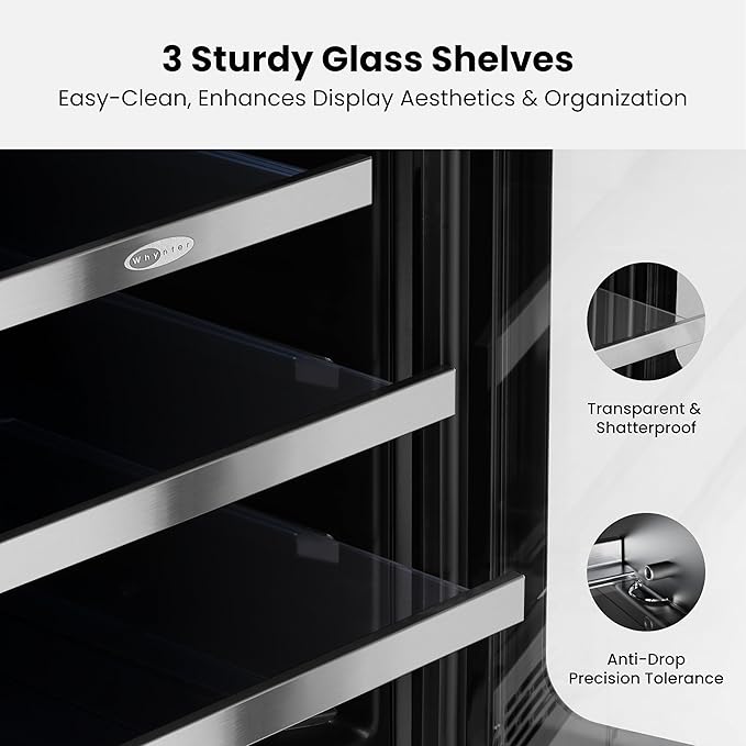 Whynter Beverage Refrigerator 15 inch Drink Fridge with Glass Door Beverage Fridge Cooler 80 Can Under Counter Built in Freestanding Fridge 34-54°F for Soda Beer Home Bar Luxury Series