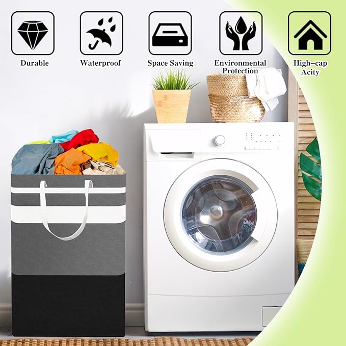 4-Pack Foldable Laundry Basket,Large Laundry Baskets with Handles,Waterproof Laundry Hamper,Collapsible Laundry Hampers for Clothes Organizer 80L (4P Colors)