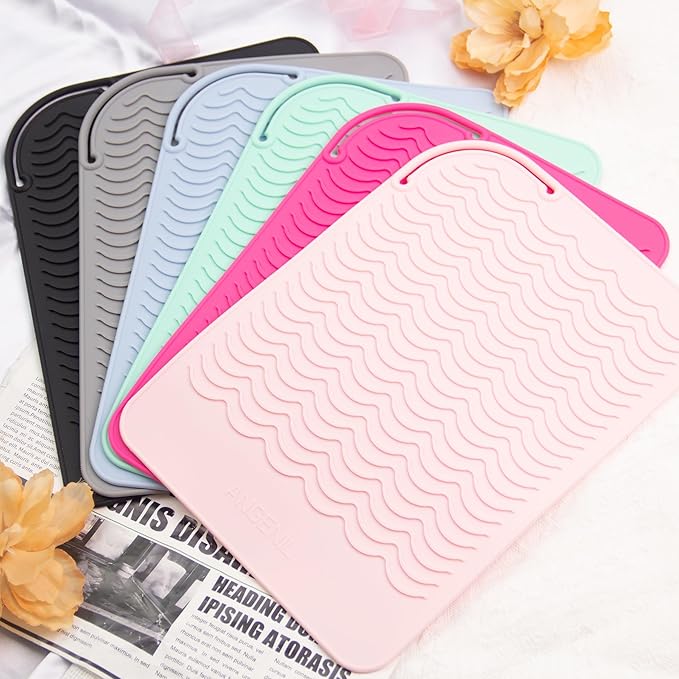 ANGENIL Large Heat Resistant Silicone Mat for Curling Iron, Flat Iron, Hair Straightener and Craft Glue Guns