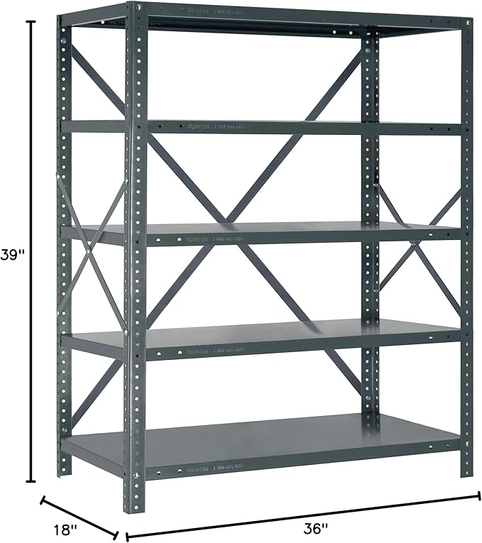 Quantum Storage Systems 39-1836-5 IRONMAN Solid Heavy Duty 5 Shelves 39" H x 36" W x 18" D