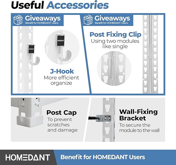 HOMEDANT 5 Tier Laminated White Boltless Metal Shelving Unit Adjustable Garage Storage Utility Rack Heavy Duty Shelves Organization Multipurpose Shelf Warehouse Pantry 28" W x 12.3" D x 59.5" H 4Pack