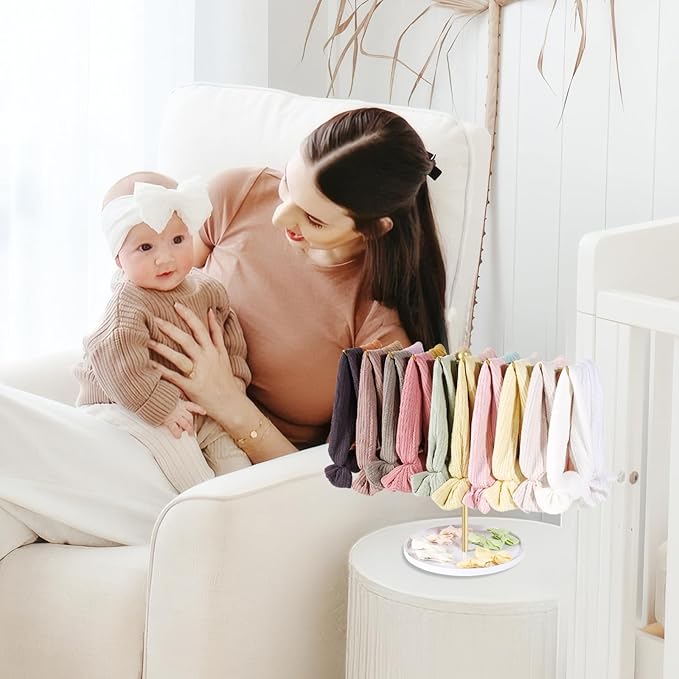 POVETIRE Baby Headband Holder Hair Bow Organizer for Girls,Metal Hair Ties Display Hairband Storage Head Wrap Stand Hair Accessories Organizer for Newborn Infant Toddler Kids