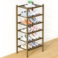 Smiry Bamboo Shoe Rack for Closet, 6 Tier Small Wooden Stackable Shoe Organizer, Free Standing Shoes Storage Shelf for Entryway, Front Door Entrance, Walnut