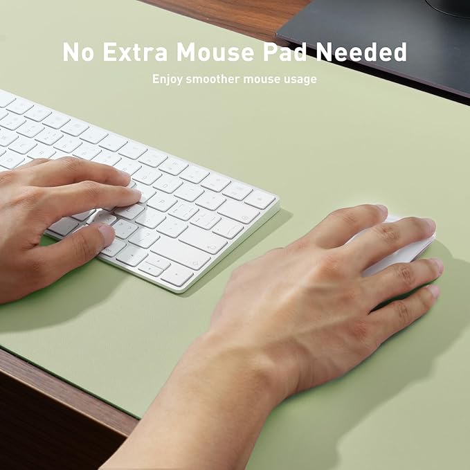 Aothia Leather Desk Pad Protector, Large Mouse Pad, Office Desk Mat, Non-Slip PU Leather Desk Blotter, Laptop Desk Pad, Waterproof Desk Writing Pad for Office and Home (Grass Green, 23.6" x 13.7")