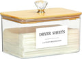Dryer Sheet Holder with Lid, Clear Dryer Sheet Container, Dryer Sheet Dispenser with 4 Labels, Laundry Sheet Holder for Laundry Room and Organization