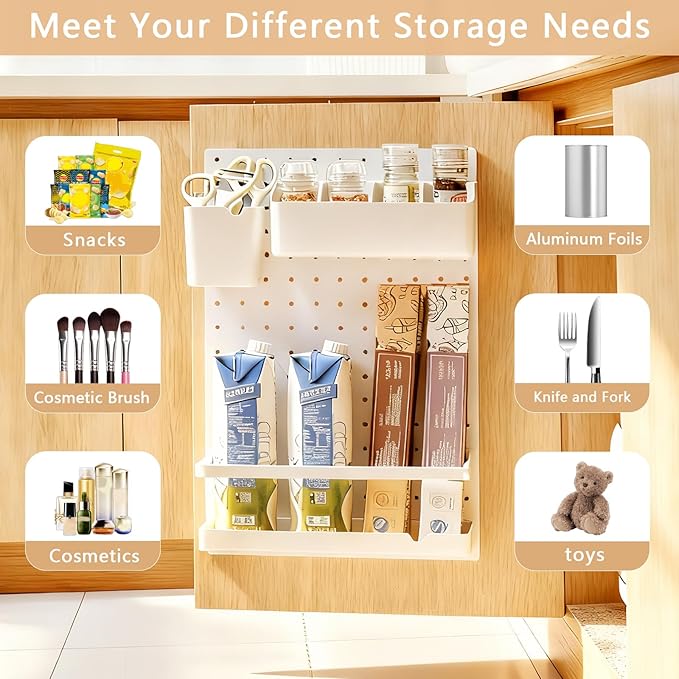 20x13x4.7-Inch Inside Cabinet Door Organizer,Adhesive Shelf,No Drilling Cabinet Door Storage,Organizer Caddy for Kitchen,Bathroom Cabinets,Space Saving Hold,Style2