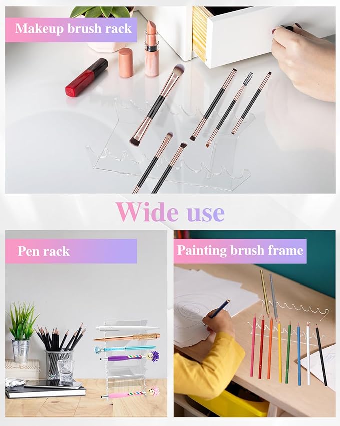 8 Tier Acrylic Makeup Brush Holder, Unique Clear Paint Brush Drying Rack Hair Brush Holder for Women, Acrylic Pen Holder Display Stand for Home School Office or Store Use