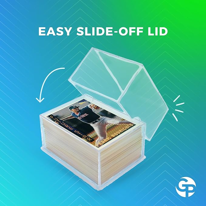 10 Pack Clear Acrylic Card Storage Boxes with Lids – 3 1/2" L x 2 1/2" W x 2" H Baseball Card Storage Box, Sports Card Boxes and Magic Card Storage Box, Playing Card Case – Made in USA