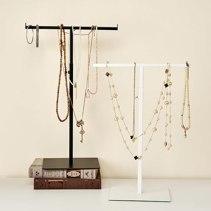 Purse Display Stand Jewelry Tower Stainless Steel Handbag Stand Jewelry Stands Tabletop for Necklaces Organizer Stand Adjustable Height Home Store Boutique, Black