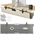 2-in-1 Under Desk Cable Management Tray & Privacy Panel, Dual-Sided Felt Cord Organizer to Hide Wires and Clutter, Desk Mount Cord Holder for Office and Home, Clamp or Screw Mount (Khaki/Gray, 45")