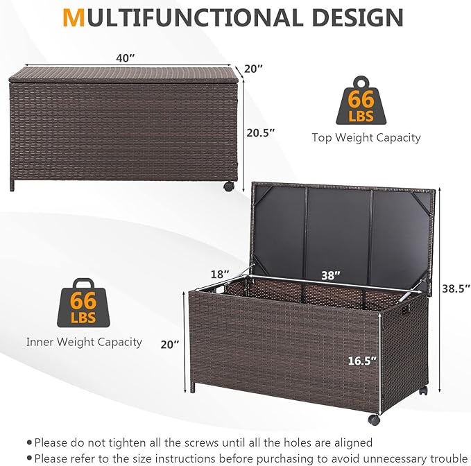 RELAX4LIFE Patio Rattan Storage Box - 50 Gallon All-Weather Wicker Storage Box w/Top Lid, Protective Liner and Wheels, Outdoor Deck Box Waterproof for Cushions, Toys, Garden Tools