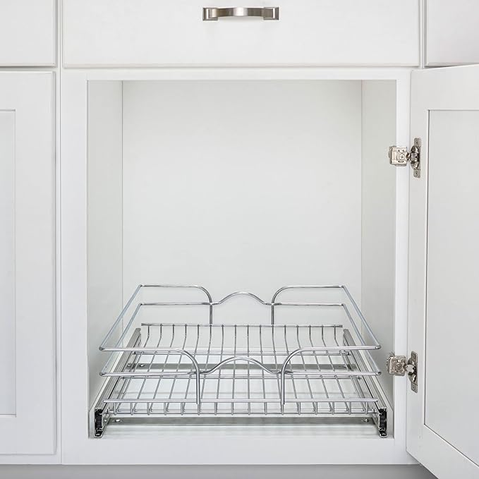 Rev-A-Shelf Kitchen Cabinet Pullout Shelf and Drawer Organizer Slide Out Pantry Storage Basket in Multiple Sizes, 21 x 22 In, 5WB1-2122CR-1