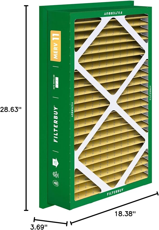 Filterbuy 20x30x5 Air Filter MERV 11 Superior Pet & Allergy Defense (4-Pack), Electrostatic Pleated HVAC AC Furnace Filters Replacement for Honeywell Return Grille (Actual Size: 18.38 x 28.63 x 3.69)