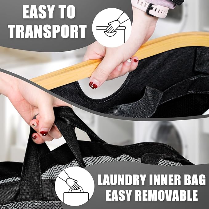 Hampers for Laundry Basket with Lid, 145L Extra Large 3 Section Clothes Divided Organizer for Bedroom, Laundry Room, Dirty Clothing Hamper, Black